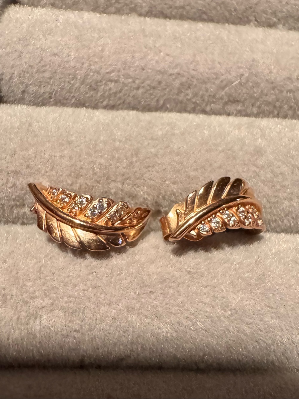Gold Leaf Crystal Accent Stud Earrings - Women's Jewelry